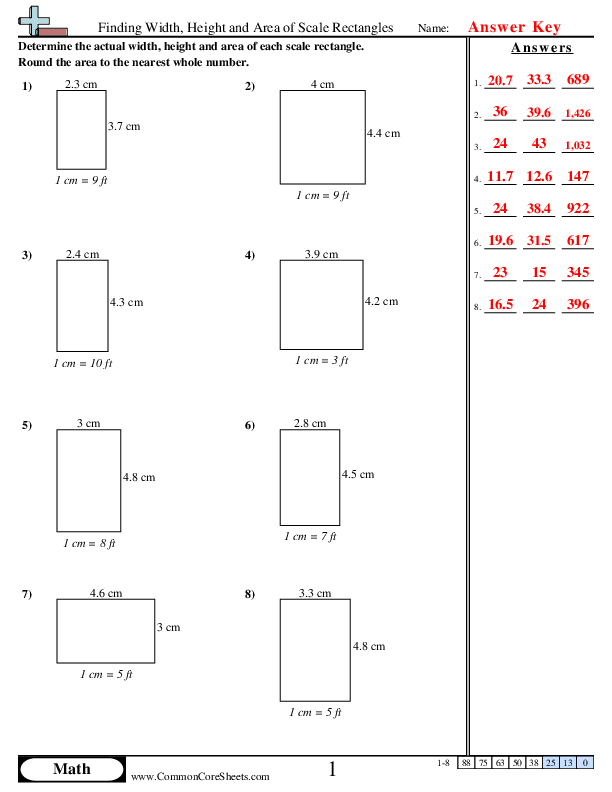  - Finding Width, Height and Area of Scale Rectangles worksheet